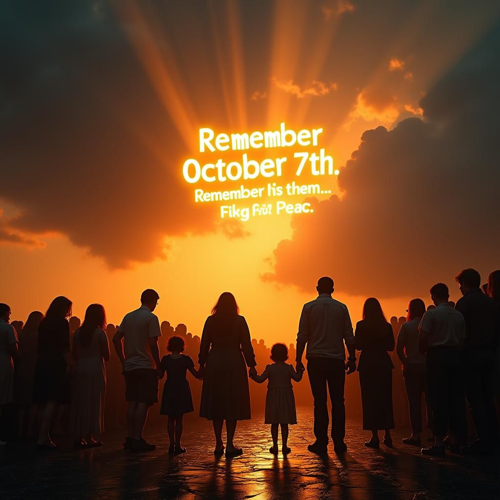 Mournful Memorial Ceremony at Sunrise, Etched Silhouettes