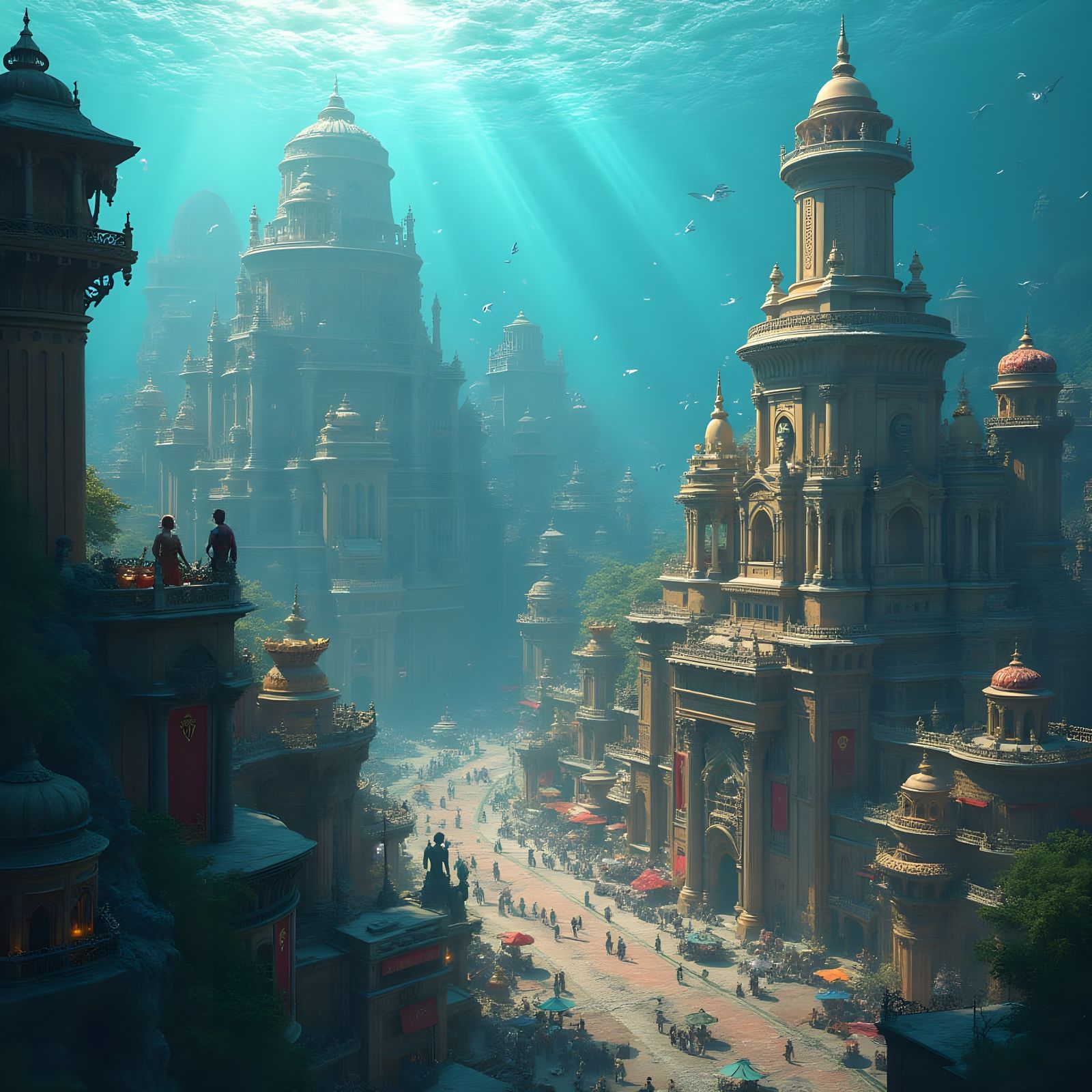 Atlantis City: Detailed Matte Painting in Deep Color