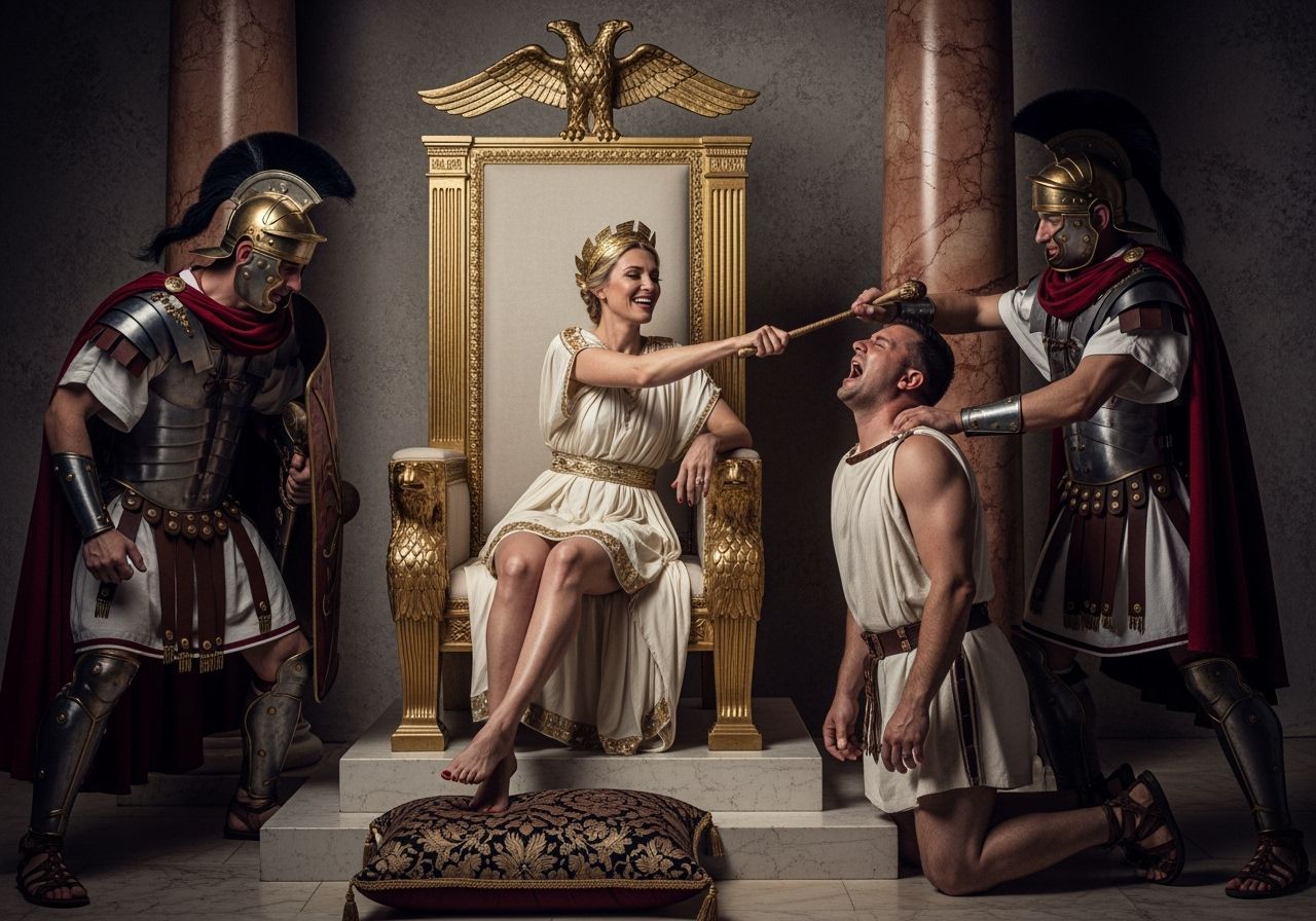 Empress Messalina Whipping Prisoner in Throne Room
