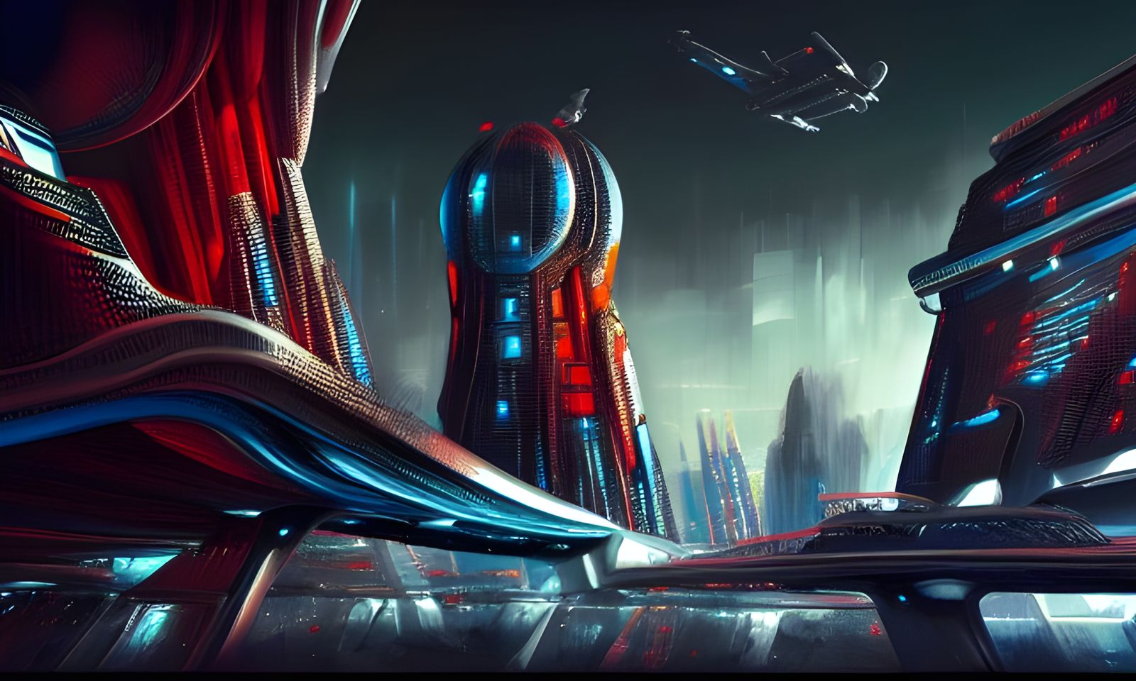 Futuristic Sci-Fi City in Metallic Colors