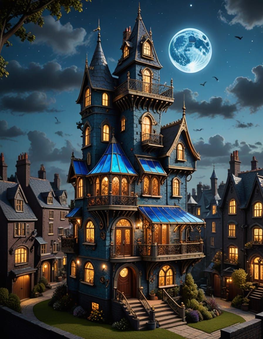Gothic Guitar Shaped Homes in Vibrant Steampunk Style