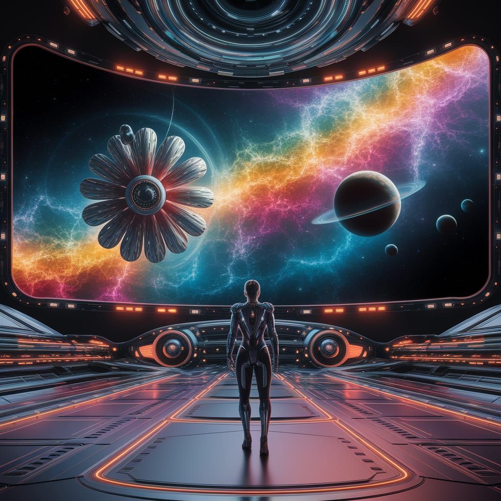 Space Commander Contemplates Cosmic Wonders