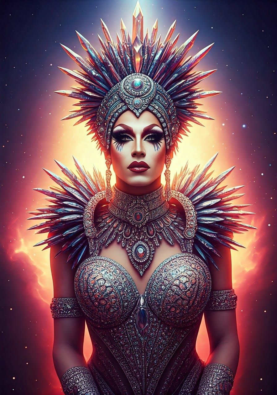 Cosmic Drag Queen in Art Nouveau Style