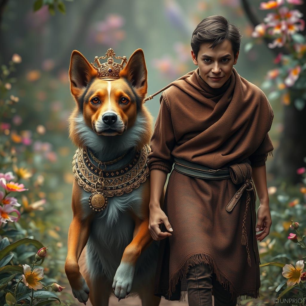 Regal Canine Rules Over Subservient Human in Whimsical World
