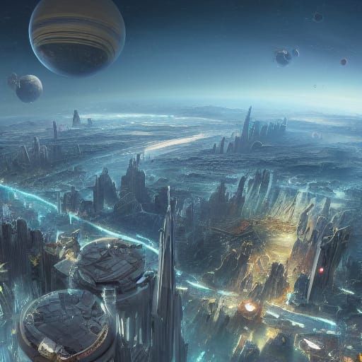 Floating Sci-Fi City Above Gas Giant