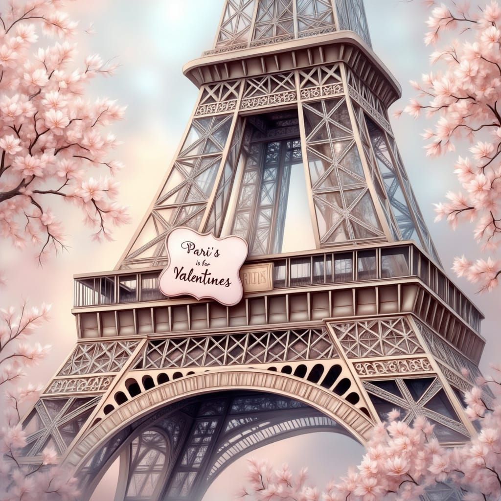 Romantic Parisian Eiffel Tower Scene