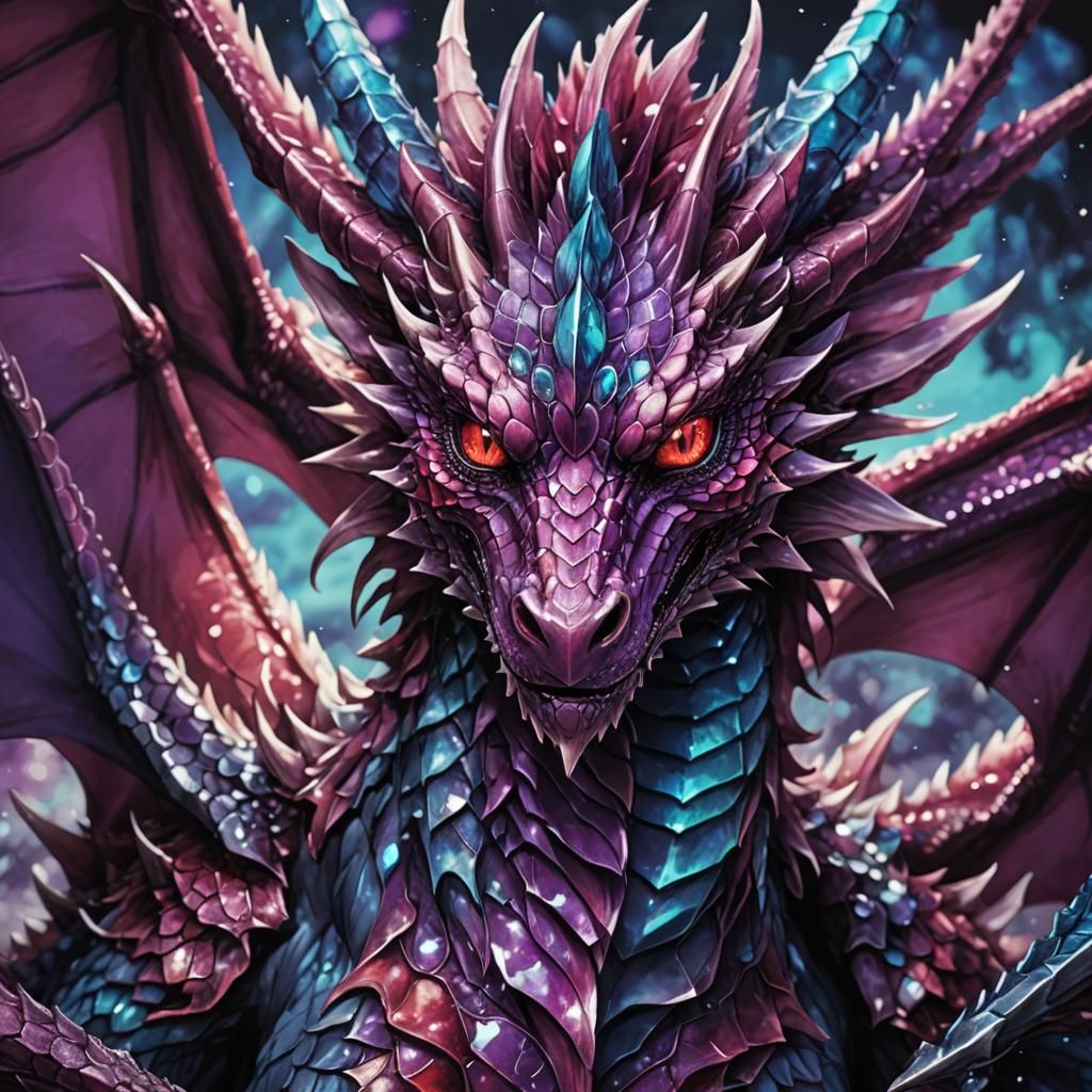 Crystal Dragon Portrait in Manga Style