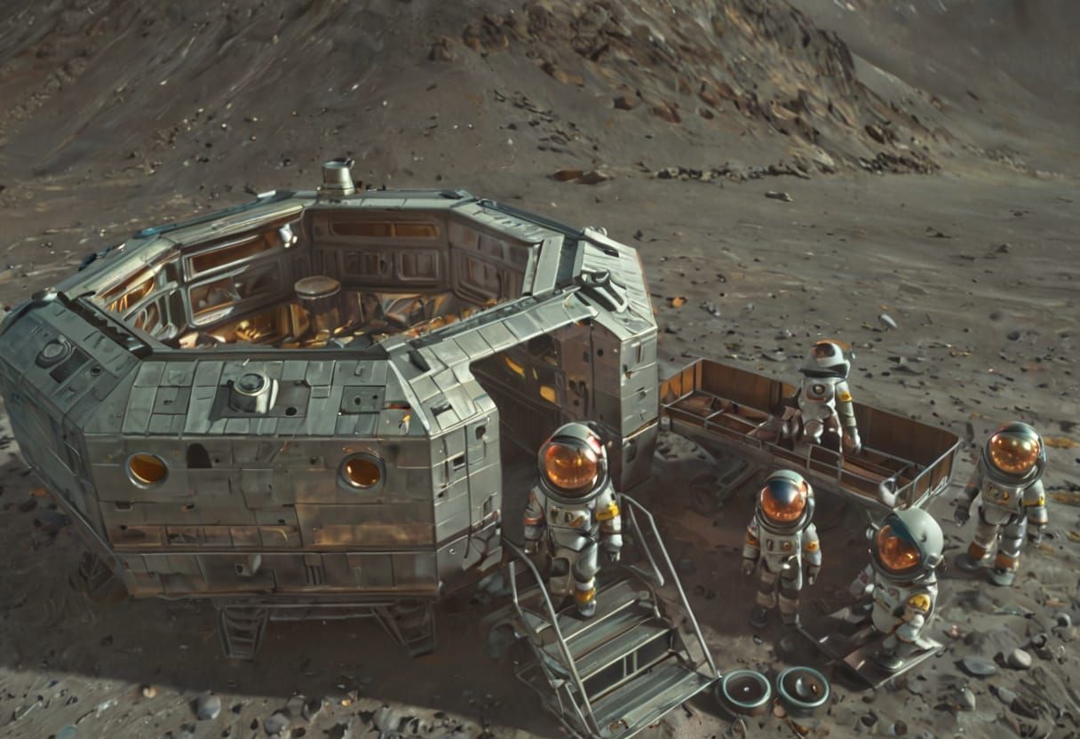 Ethereal Futuristic Oasis on the Lunar Surface