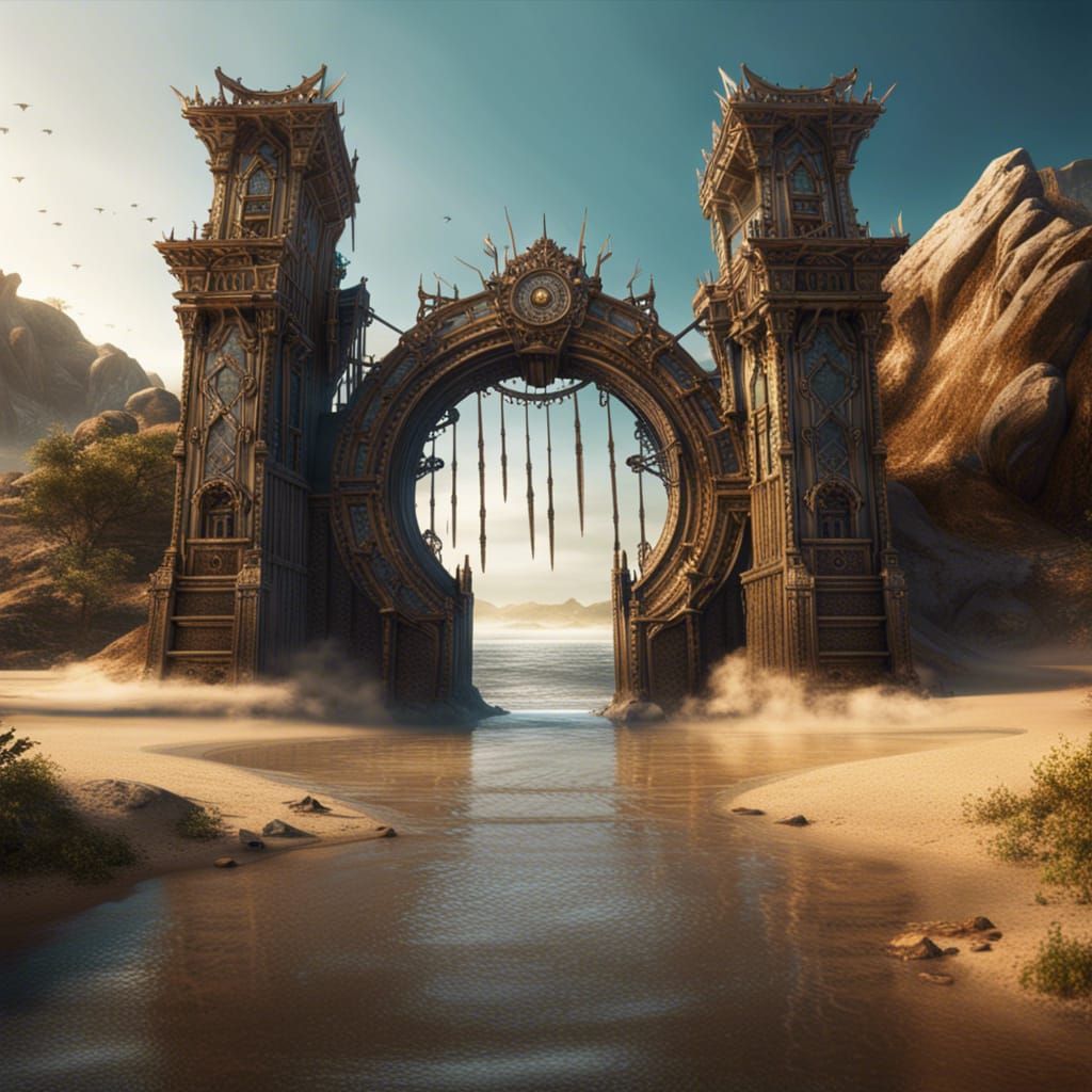 Fantastical Sand Gate to Water, Digital Art