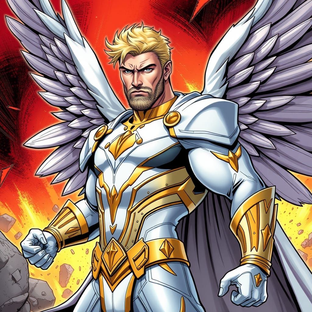 Chiseled Superhero in Dynamic Comic Book Style