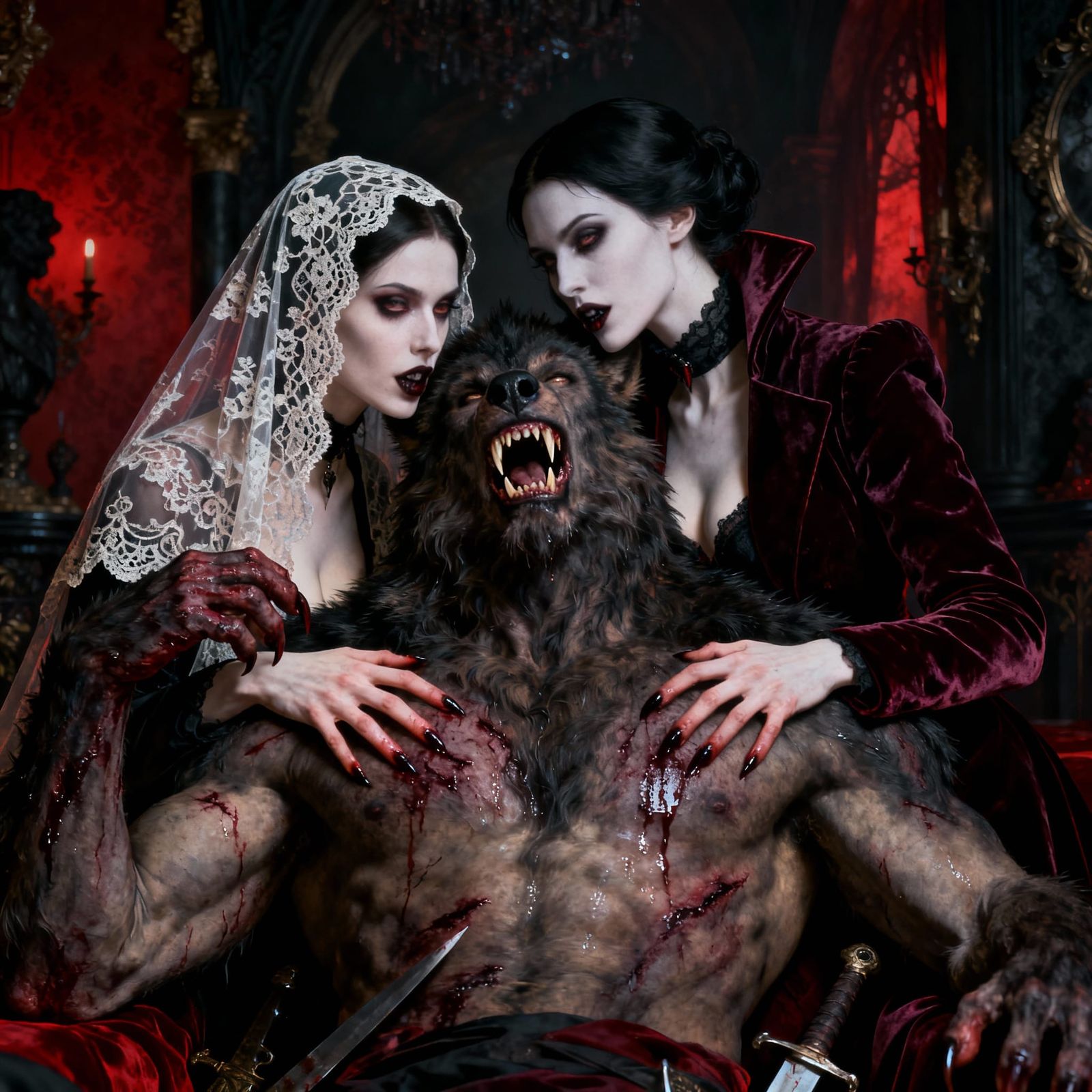 Vampire Matriarchs and Werewolf Alpha in Baroque Lair