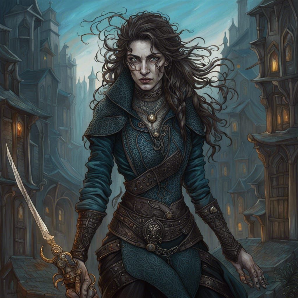 Ornate Portrait of a Female Troll Rogue