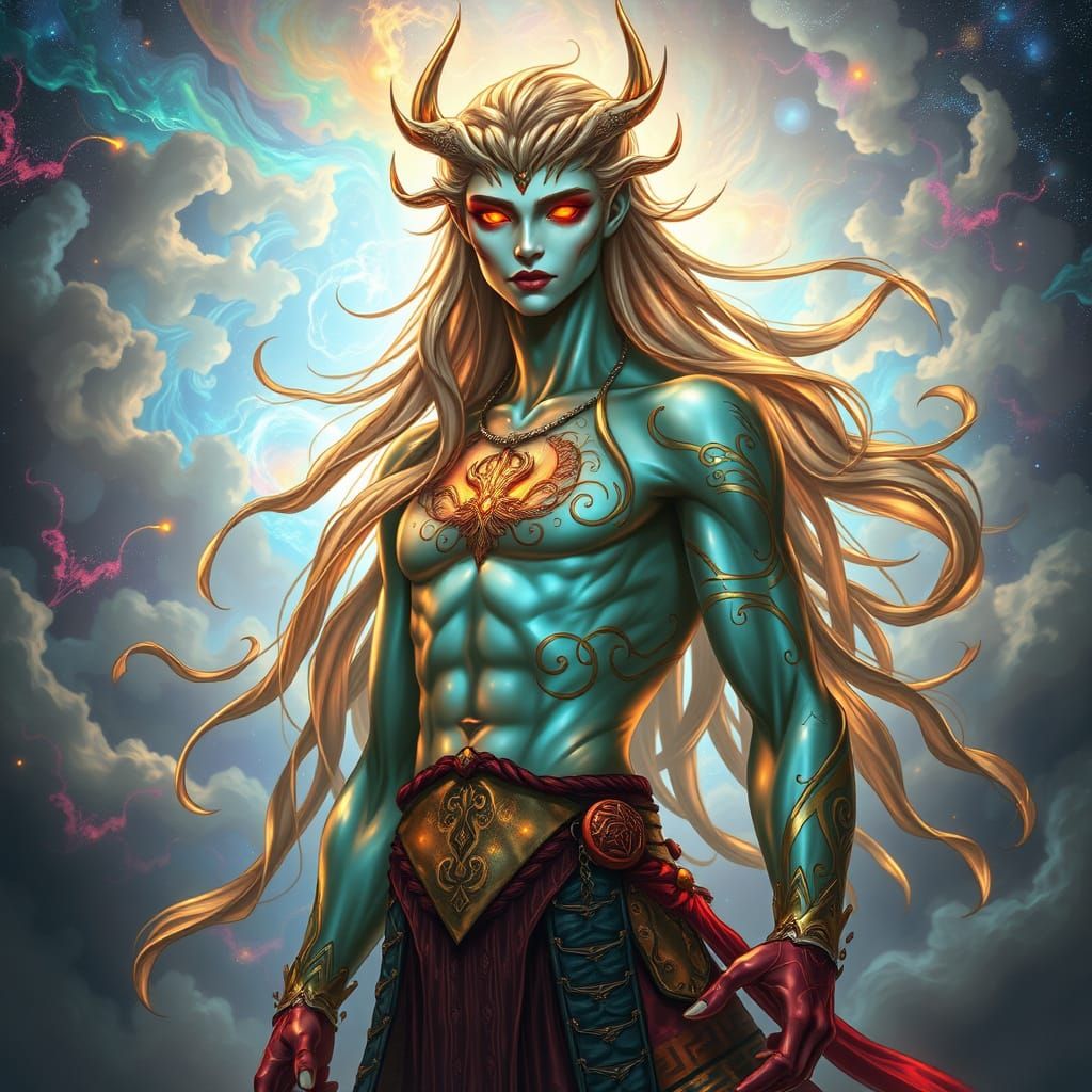 Ethereal Being Radiates Primordial Power in a Nebula-Inspire...
