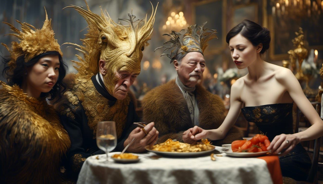 Golden Abstract Cycles: A Matte Painting in Bizarre Art Styl...