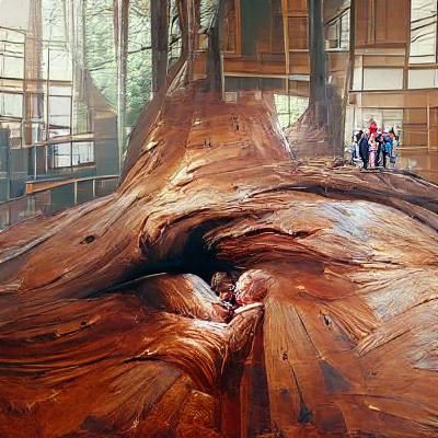 Giant Redwood Tree Dominates Mountain Landscape