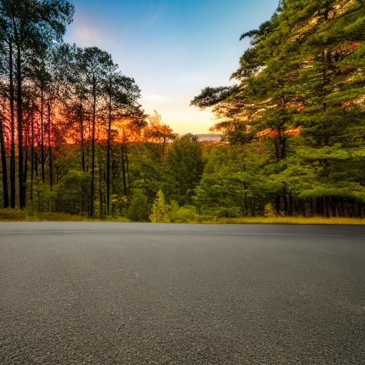 Surreal Forest Road at Sunset: Landscape Photography