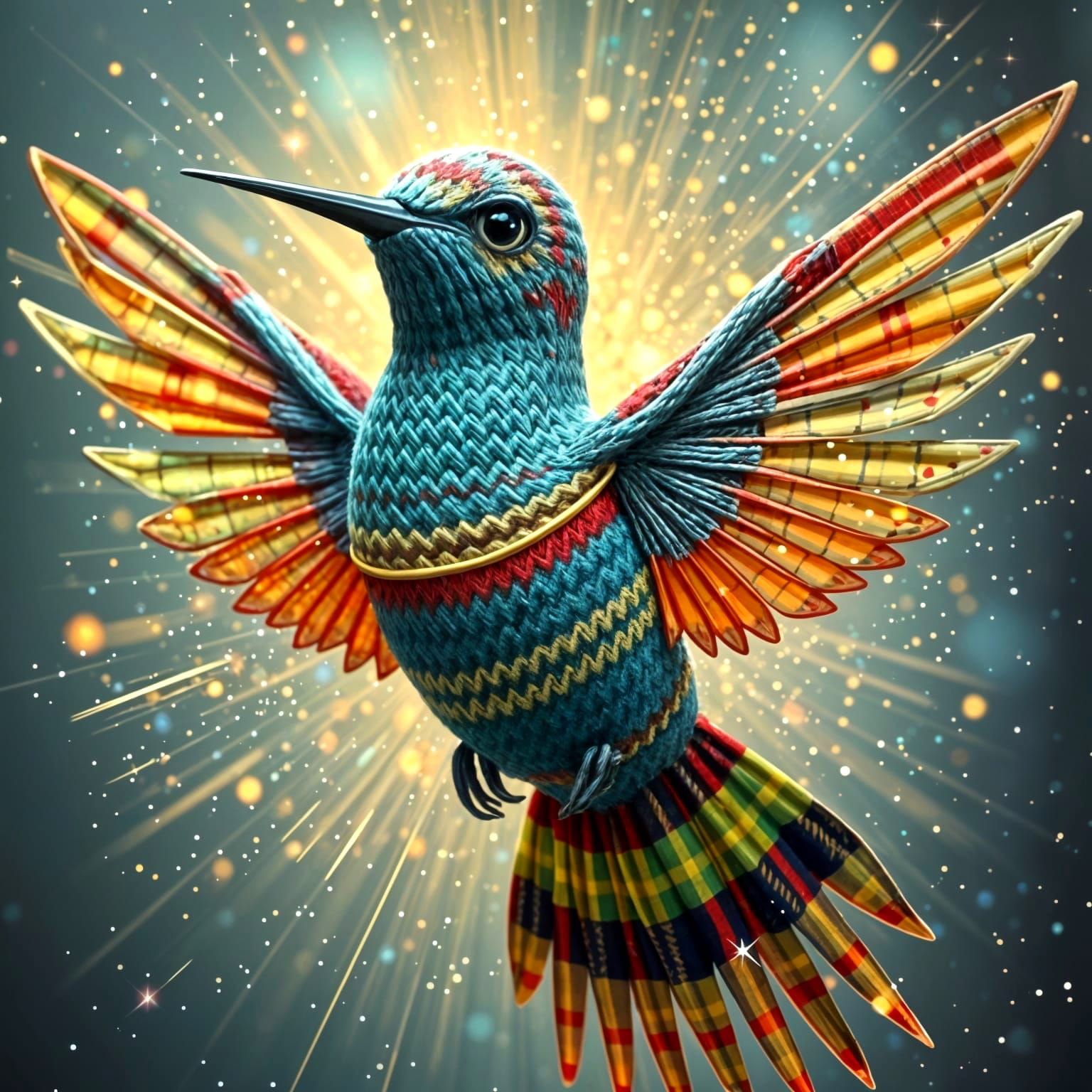 Fantastical Jeans Hummingbird in Shimmering Light