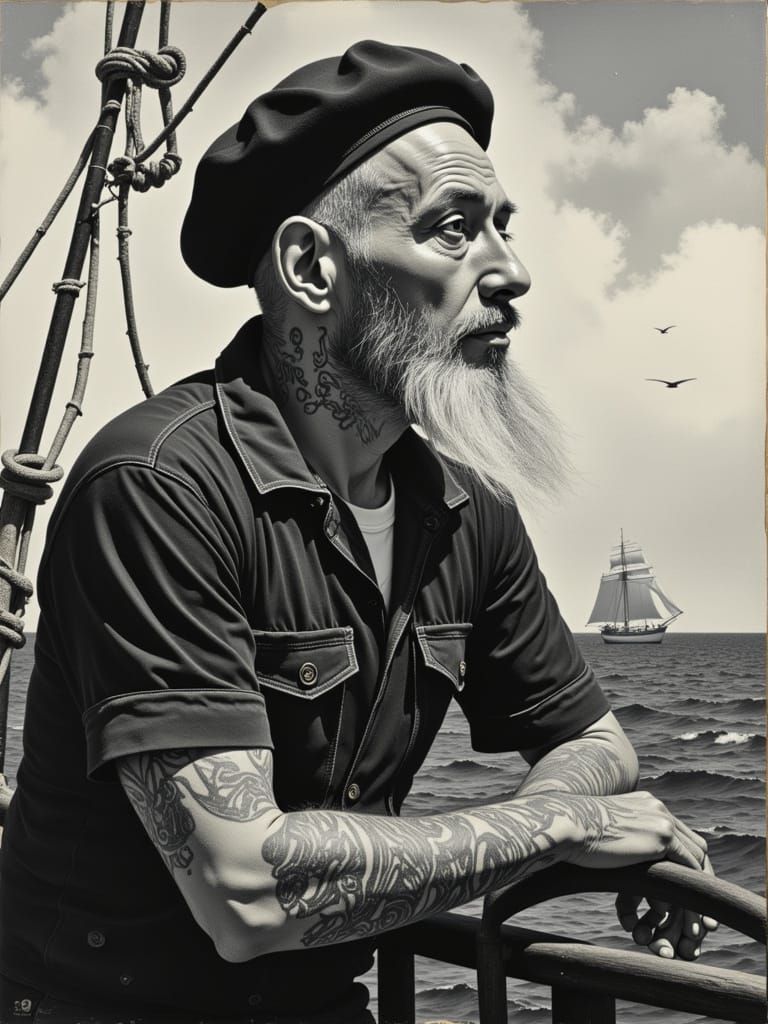 <lora:DUBUFFET DOLLZ:1.0> <lora:Akimora:1.0> <lora:OLIVE OIL:1.0><lora:CorvidiconFlux:1.0> Photorealistic black and whit...