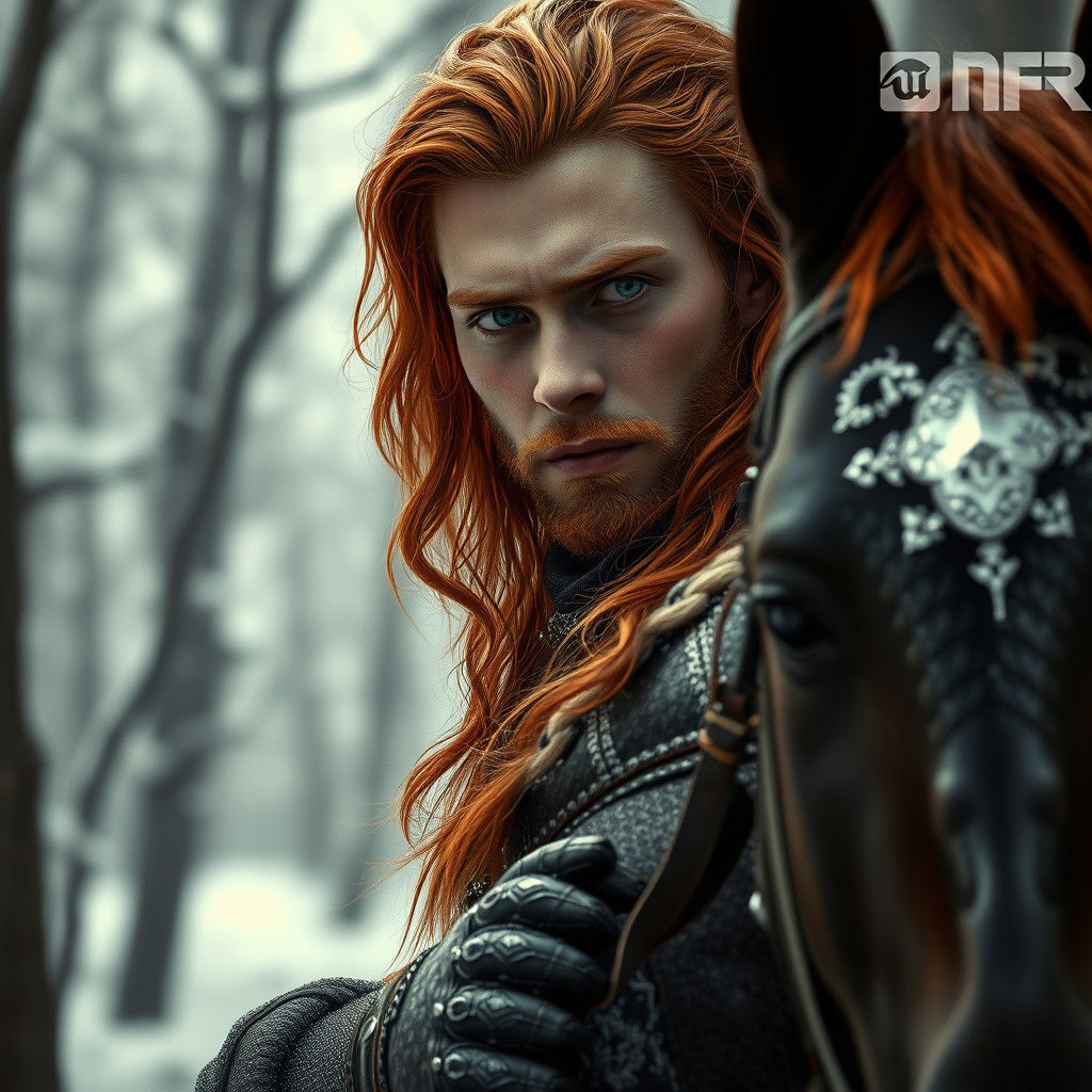 Knight in Frozen Forest: Sepia Fantasy Art