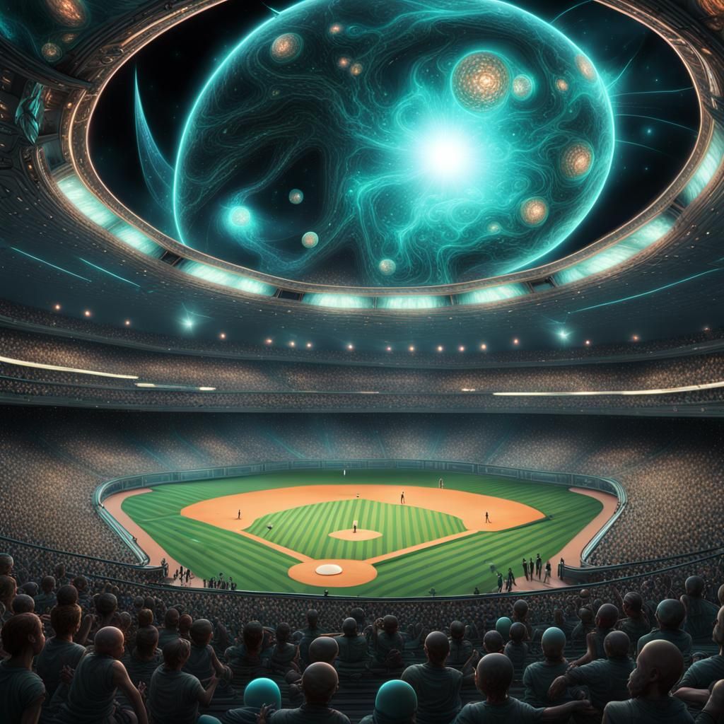 Alien vs Humans Baseball Game in Space