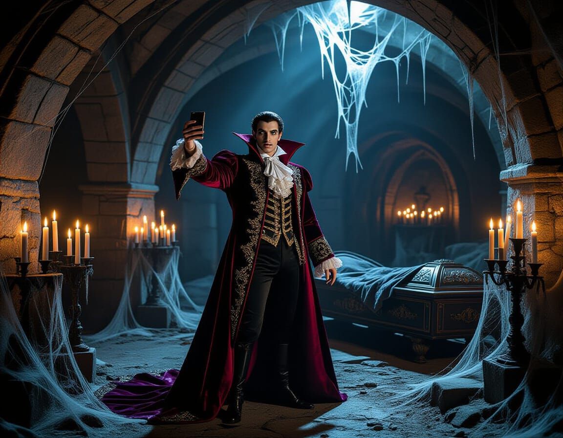 Count Dracula Selfie in Gothic Crypt