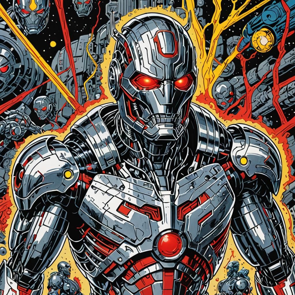 Ultron in Retrofuturistic Sci-Fi Style