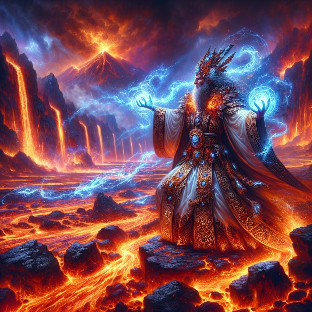 Powerful Shaman Directing Lava Flow