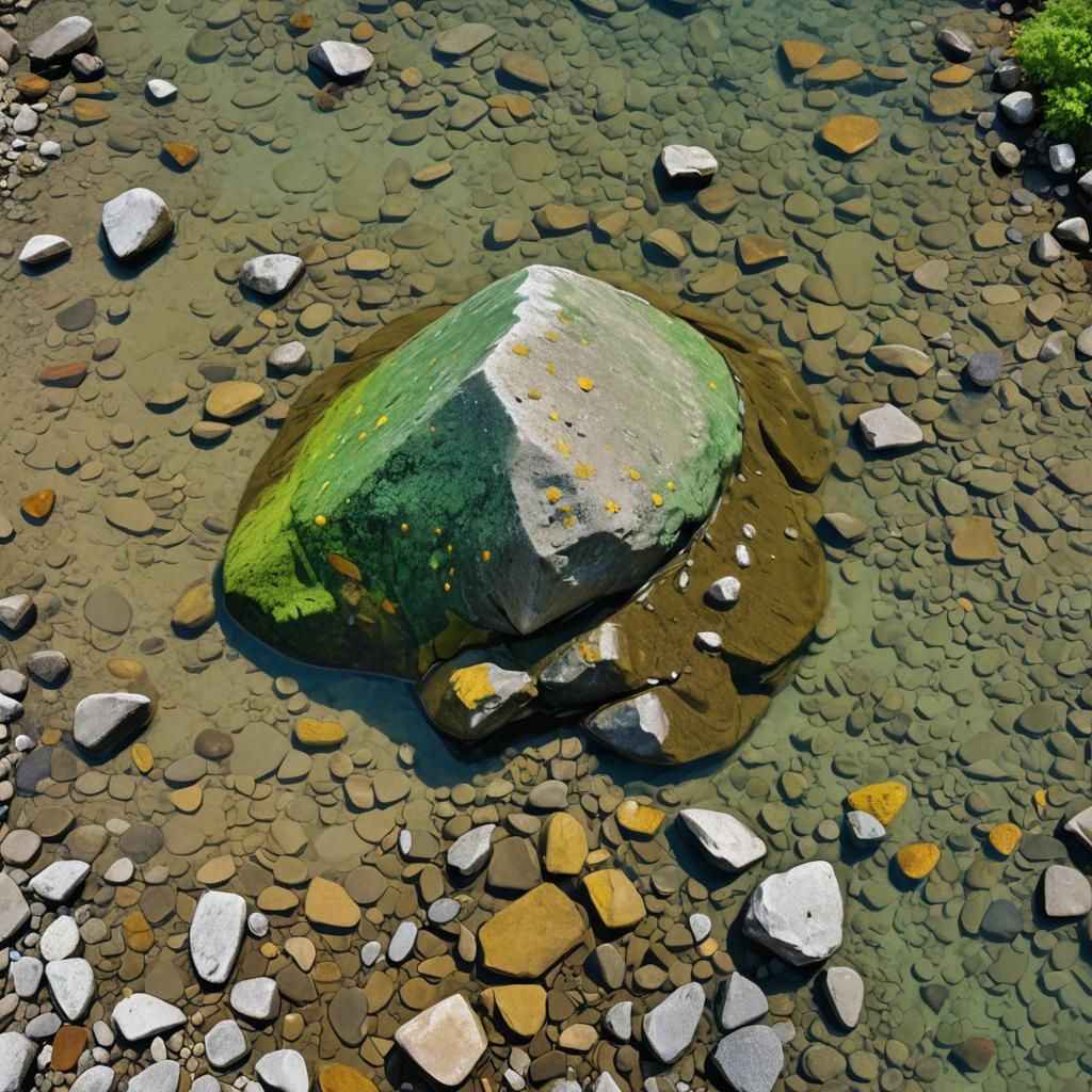 Spiked Boulder Rolls Toward Crystal Stream