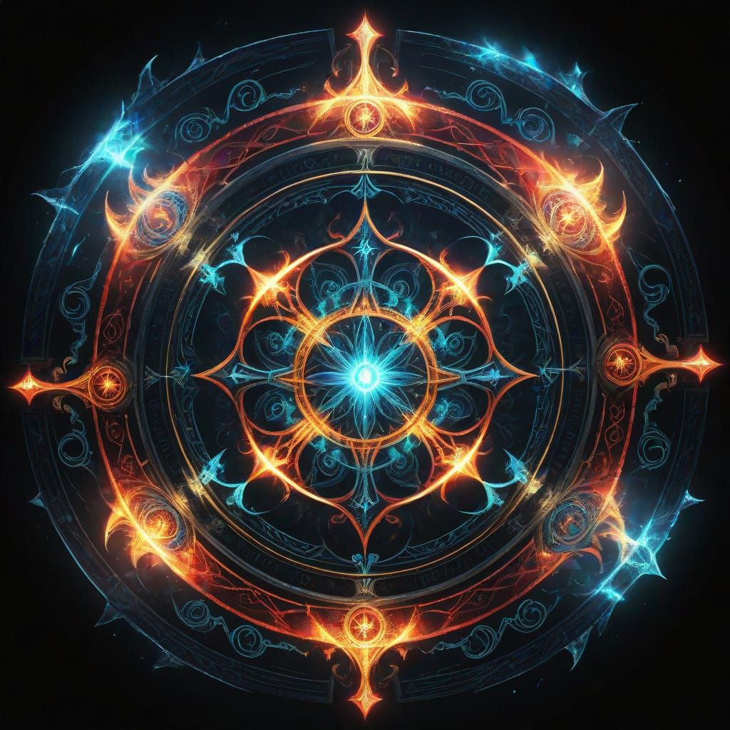Vibrant Magic Sigil Illuminates Dark Background