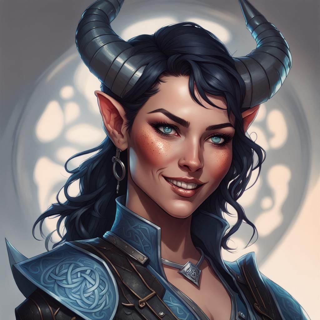 Tiefling Rogue Portrait in Hyperdetailed Digital Art