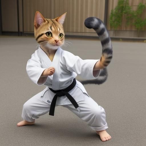 Cute Cat Demonstrates Karate Skills