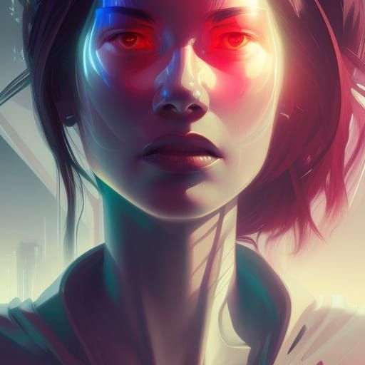 Cyberpunk Human-Tech Symbiosis Portrait