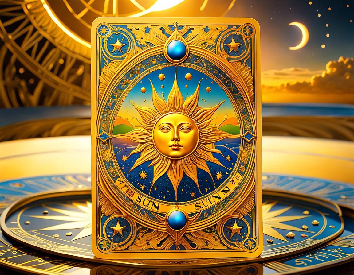 Modernized Sun Tarot Card in Bold Colors