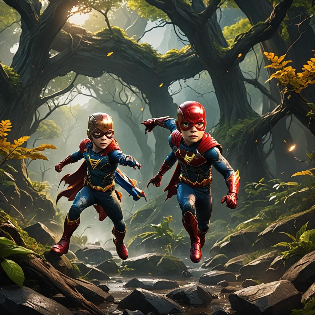 Child Superhero in Nature: Fantasy Concept Art