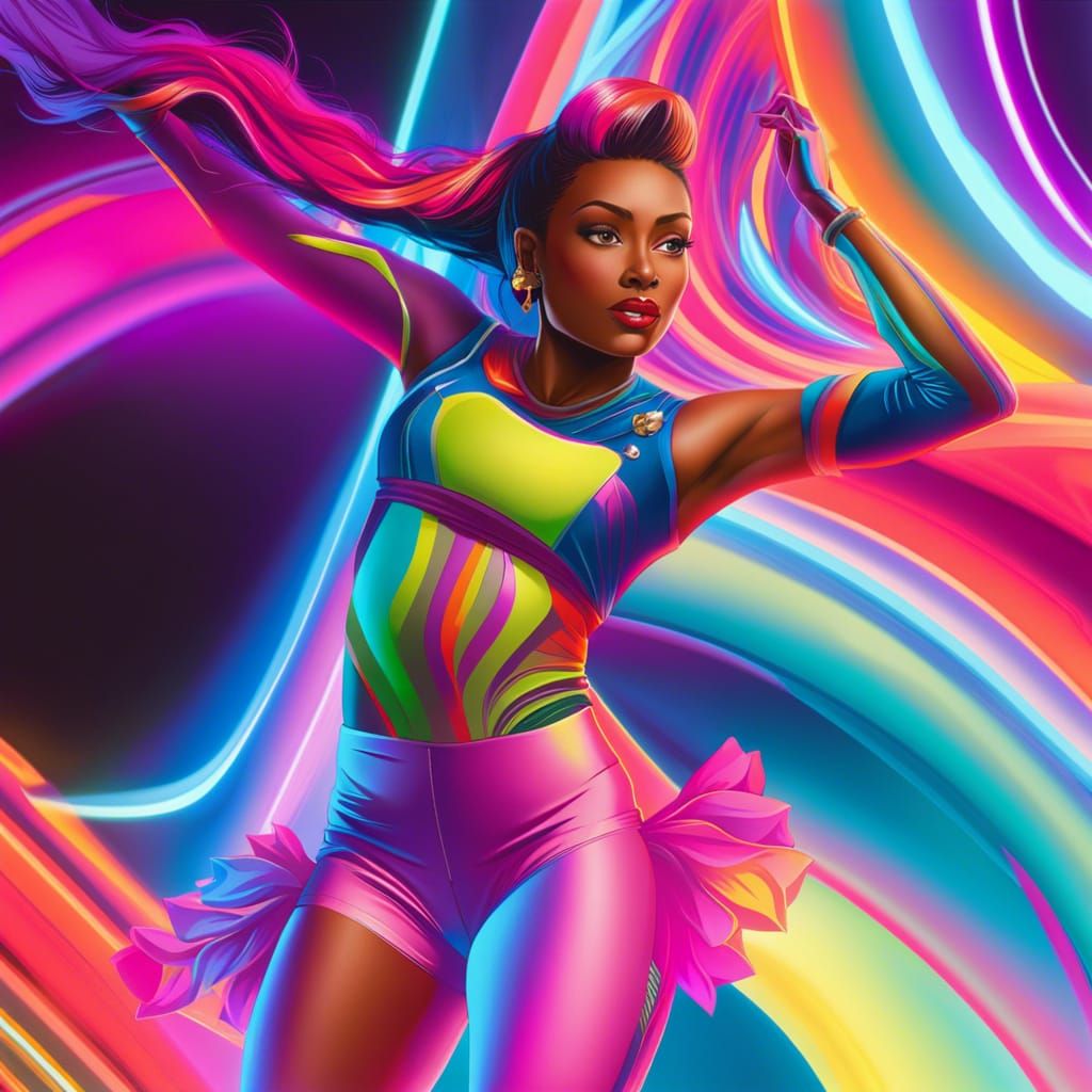 Hyperrealistic 80s Aerobics in Splash Art Style