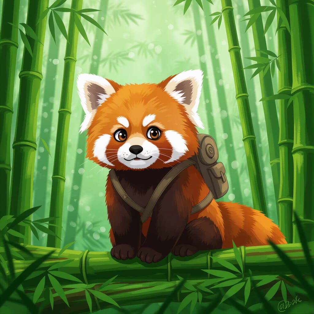 Red Panda Explorer in Bamboo Jungle