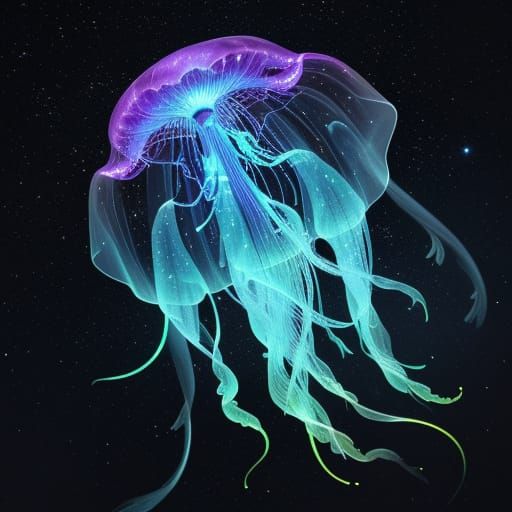 Cosmic Jellyfish in Ethereal Space