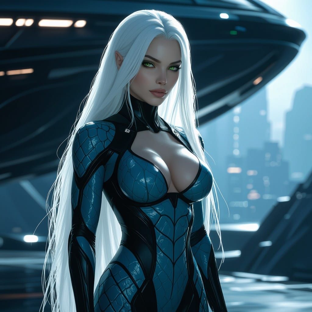 Futuristic Monster Woman in Dark Science Fiction Aesthetic