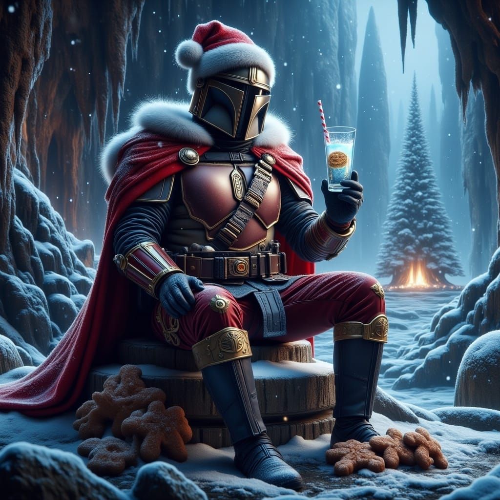 Santa Mandalorian in a Winter Wonderland Cave