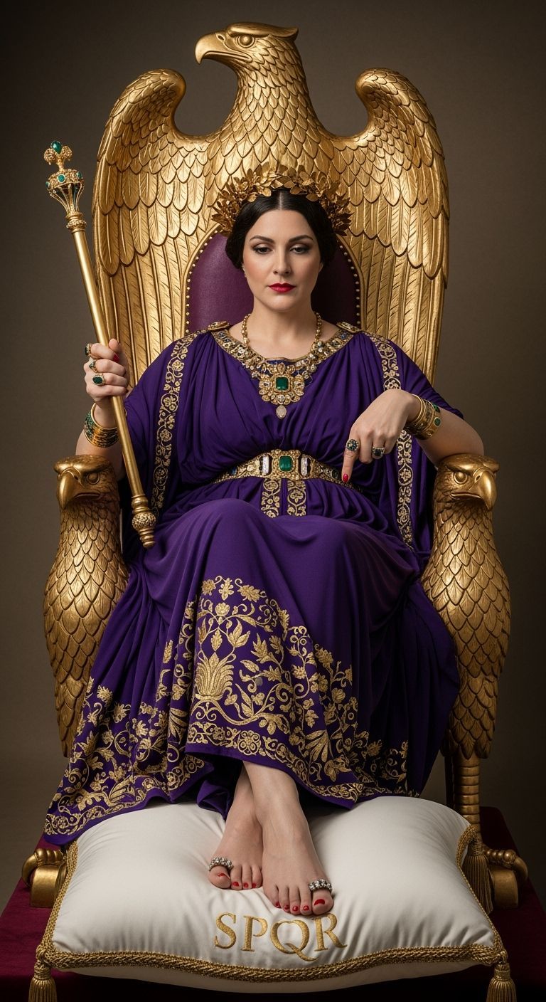 Roman Empress on Gold Throne in Photography Style
