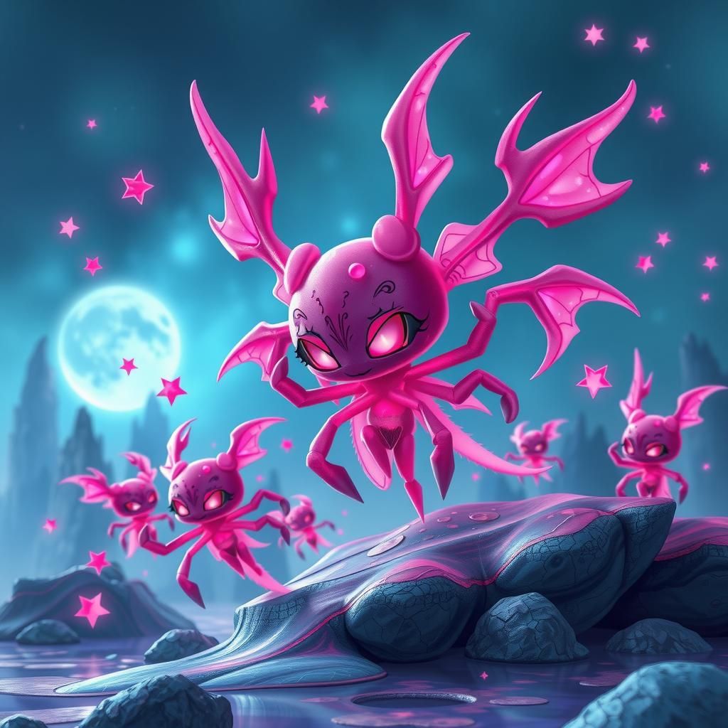 Chibi Elephant Circus Extravaganza in Bioluminescent Colors