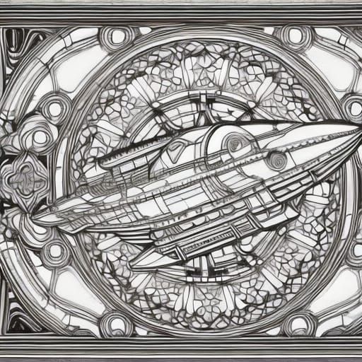 Intricate Spaceship Illustration in Retrofuturism Style