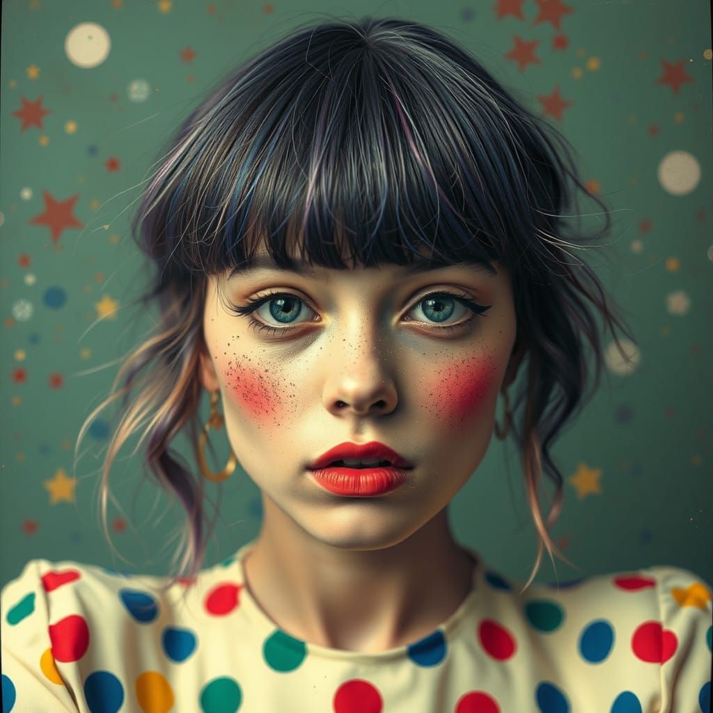 Distorted Reality Portrait in Trash Polka Style