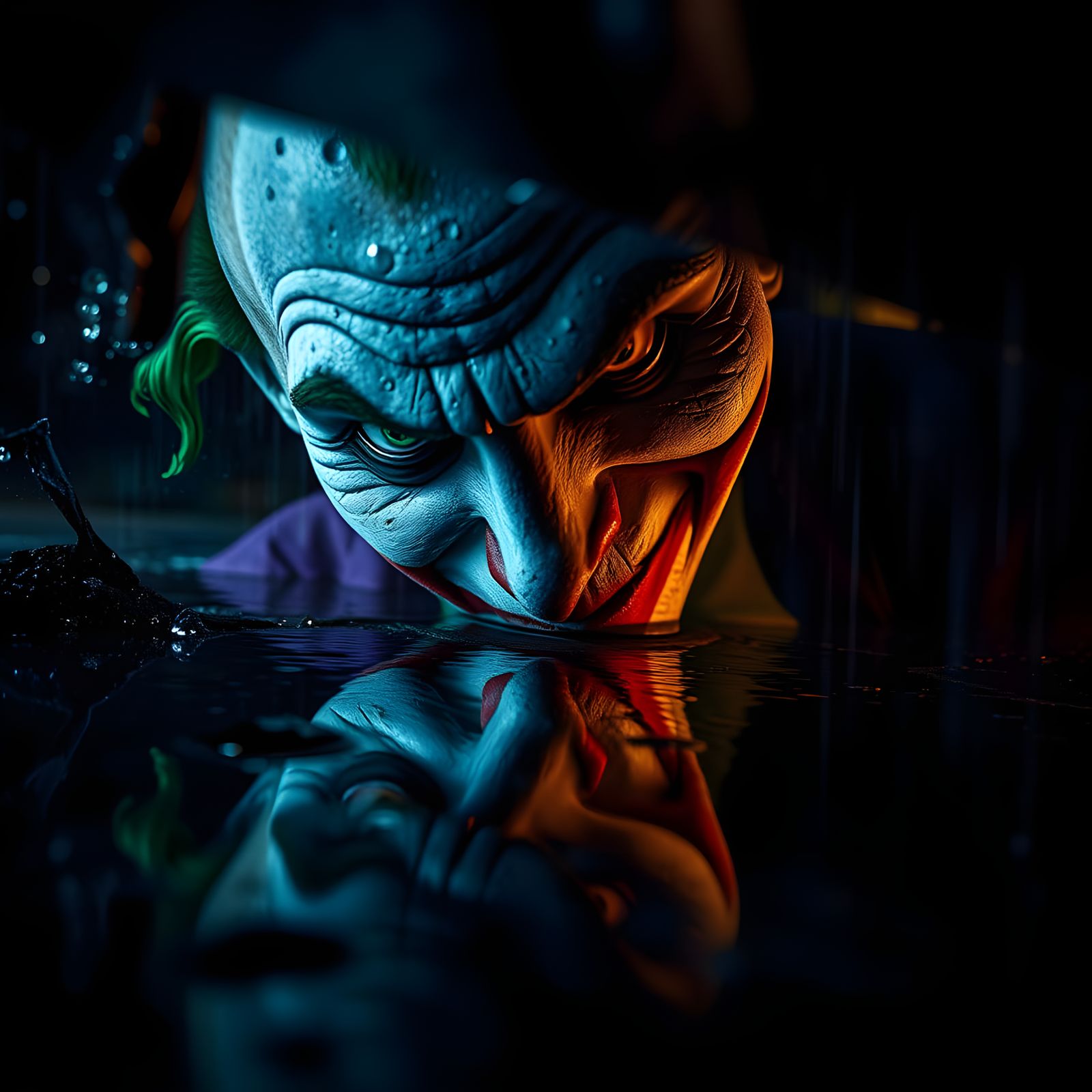 Joker's Distorted Reflection: Dark Fantasy Concept Art