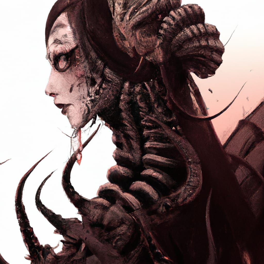 Vampire Queen Xenomorph Hybrid: Japanese Illustration Style