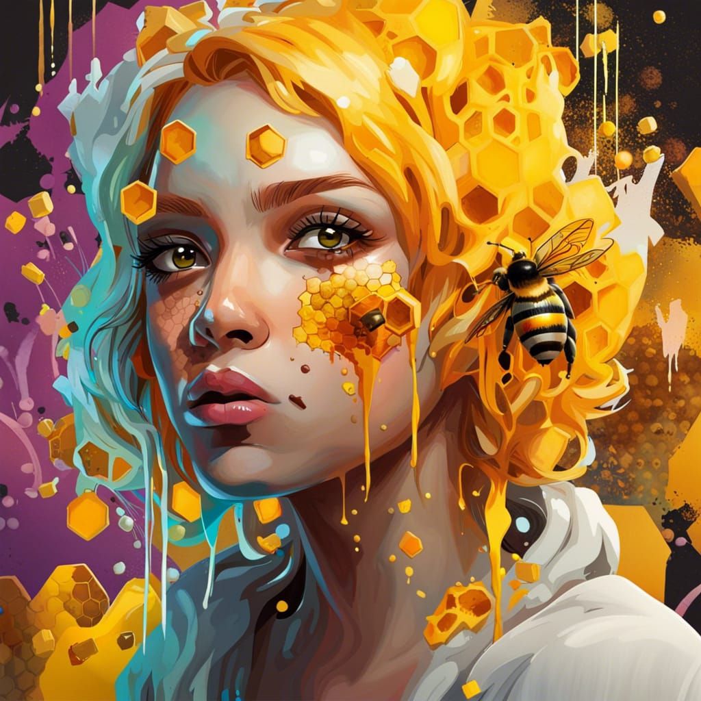 Honey Queen in Graffiti Splash Art Style