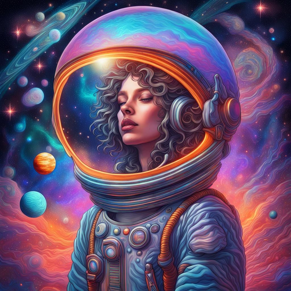 Cosmic Astral Illustration in Mixed Media