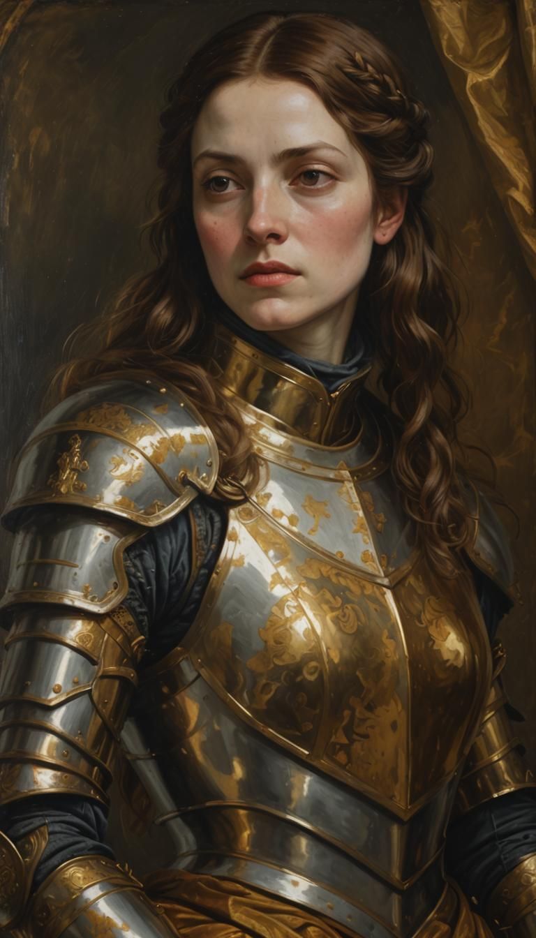 Renaissance Woman in Golden Armor
