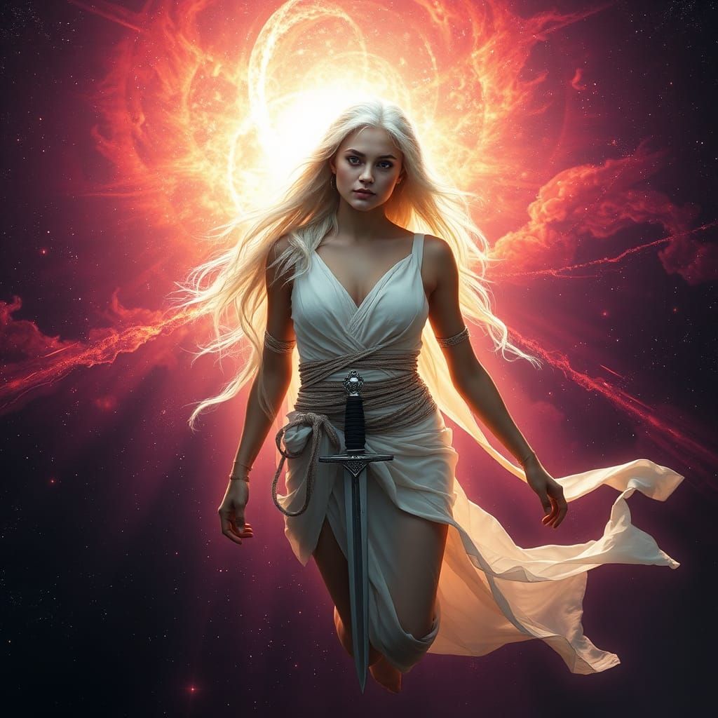 Goddess in Supernova with Ceremonial Dagger