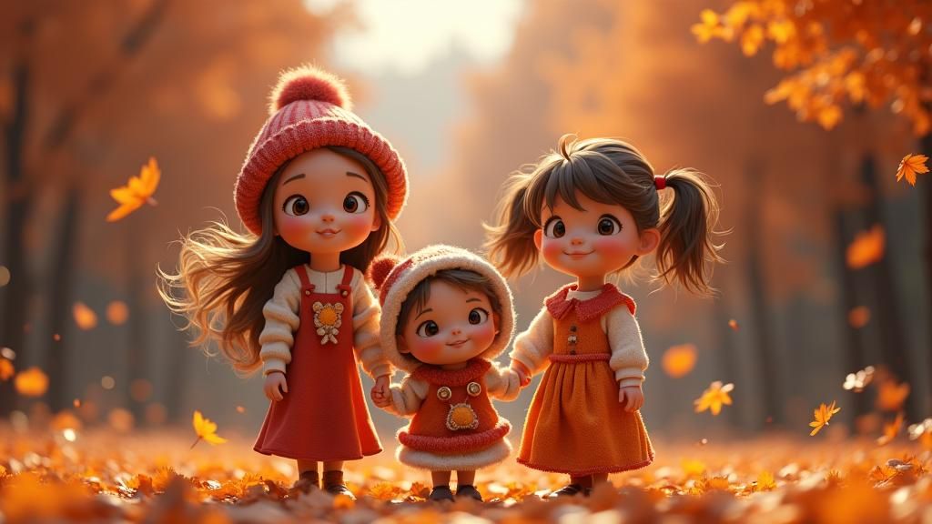 Happy Family with Donkey Ears in 3D Anime Style